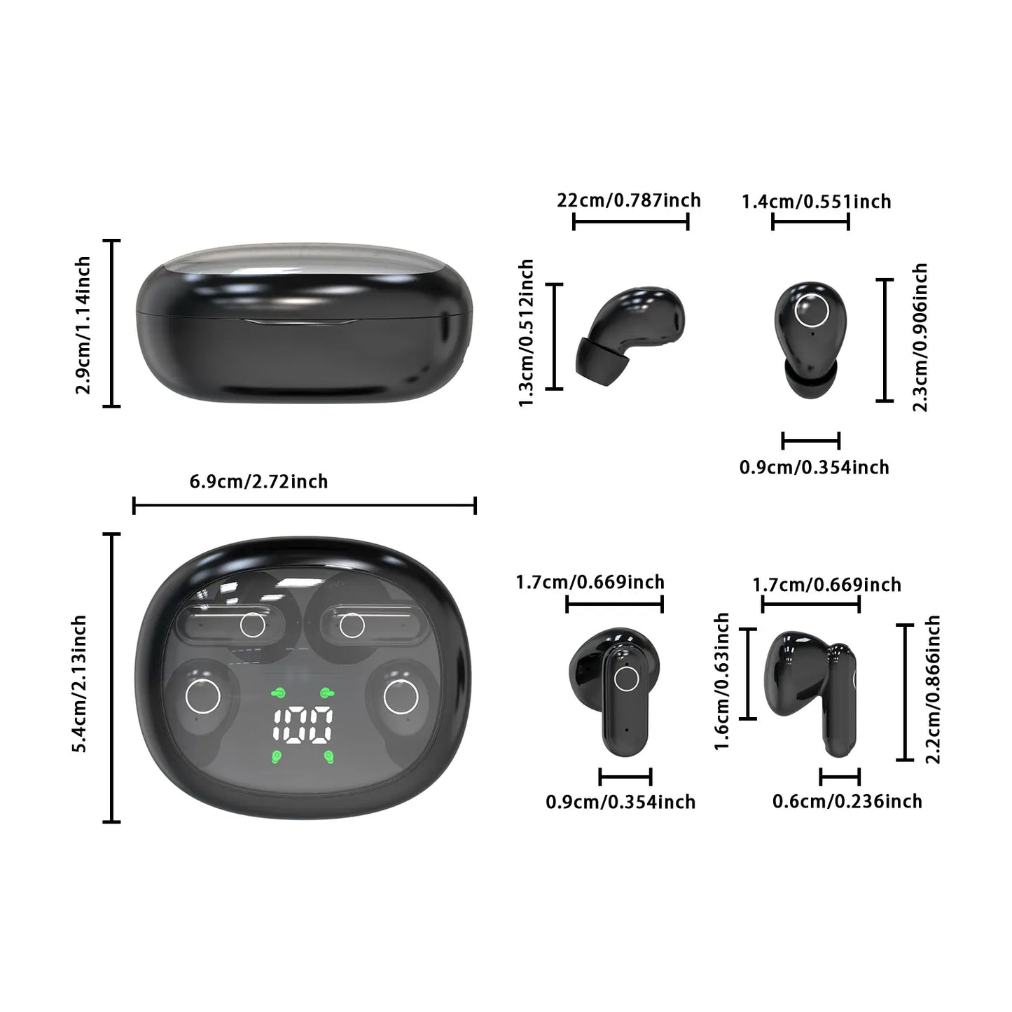 MSHUKCOE Wireless Bluetooth Headphones，Tiny Size Invisible Earbuds，Waterproof Headsets，With Mic，Sleep and Sports Earphones Set, 2 Pairs, Mini and Short Handle Design，For Work Sport Sleeping Summerwins