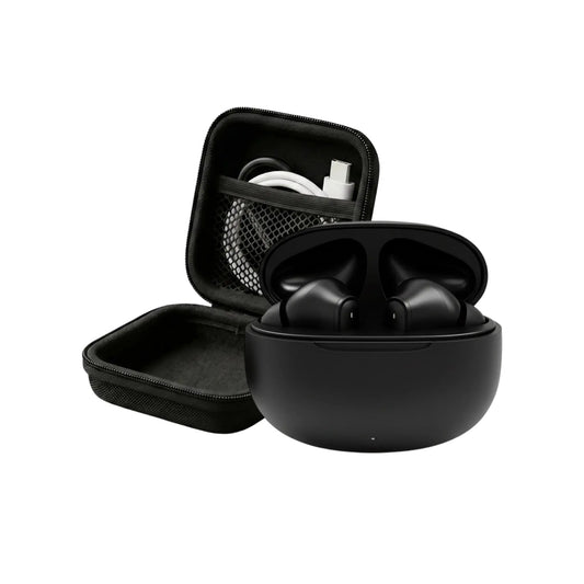 Wireless Noise-Cancelling Bluetooth In-Ear Headphones with Chargeable Audio Accessories, Metal Chain Hook Shock-Absorbing Headset Carrying Case with Clips, Electronic Travel Essentials