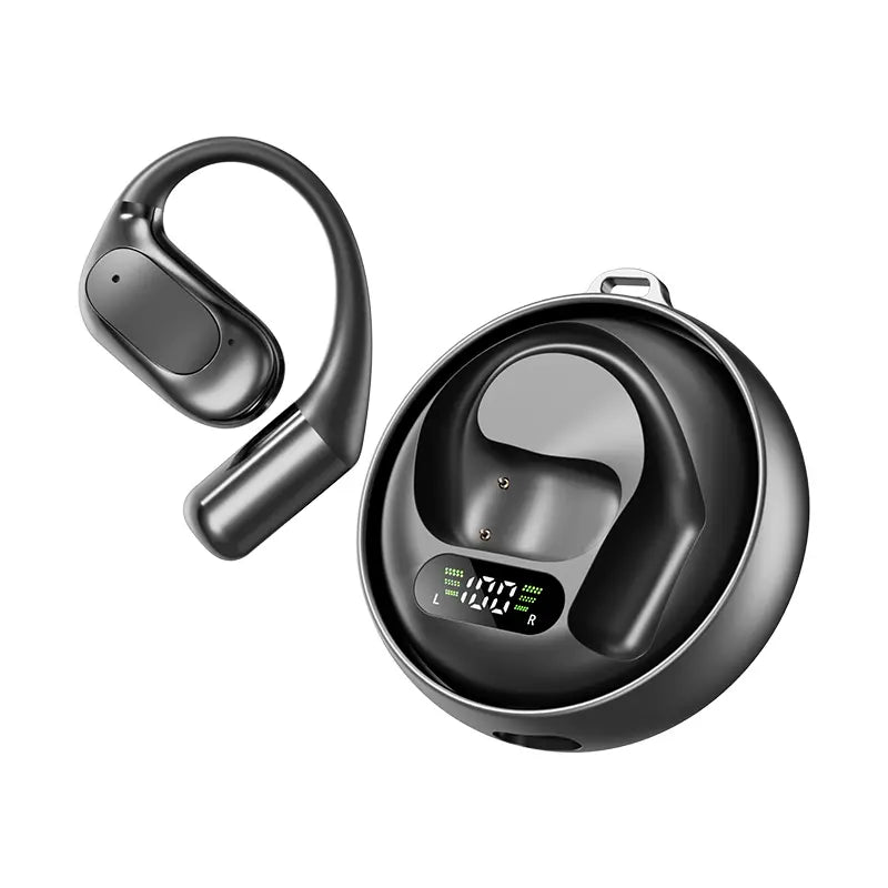 Open Ear Wireless Headphones - Bluetooth 5.4 Audio Headset, 360-Degree Panoramic Cinema-Grade Sound, IPX5 Water Resistant, LED Display, Noise Reduction, Long Battery Life for Meeting, Driving