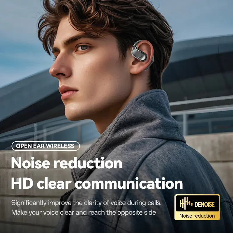 Open Ear Wireless Headphones - Bluetooth 5.4 Audio Headset, 360-Degree Panoramic Cinema-Grade Sound, IPX5 Water Resistant, LED Display, Noise Reduction, Long Battery Life for Meeting, Driving
