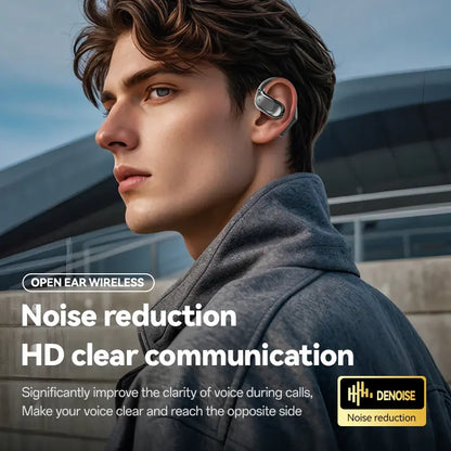 Open Ear Wireless Headphones - Bluetooth 5.4 Audio Headset, 360-Degree Panoramic Cinema-Grade Sound, IPX5 Water Resistant, LED Display, Noise Reduction, Long Battery Life for Meeting, Driving