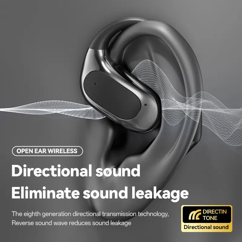 Open Ear Wireless Headphones - Bluetooth 5.4 Audio Headset, 360-Degree Panoramic Cinema-Grade Sound, IPX5 Water Resistant, LED Display, Noise Reduction, Long Battery Life for Meeting, Driving