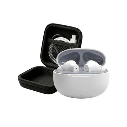 Wireless Noise-Cancelling Bluetooth In-Ear Headphones with Chargeable Audio Accessories, Metal Chain Hook Shock-Absorbing Headset Carrying Case with Clips, Electronic Travel Essentials