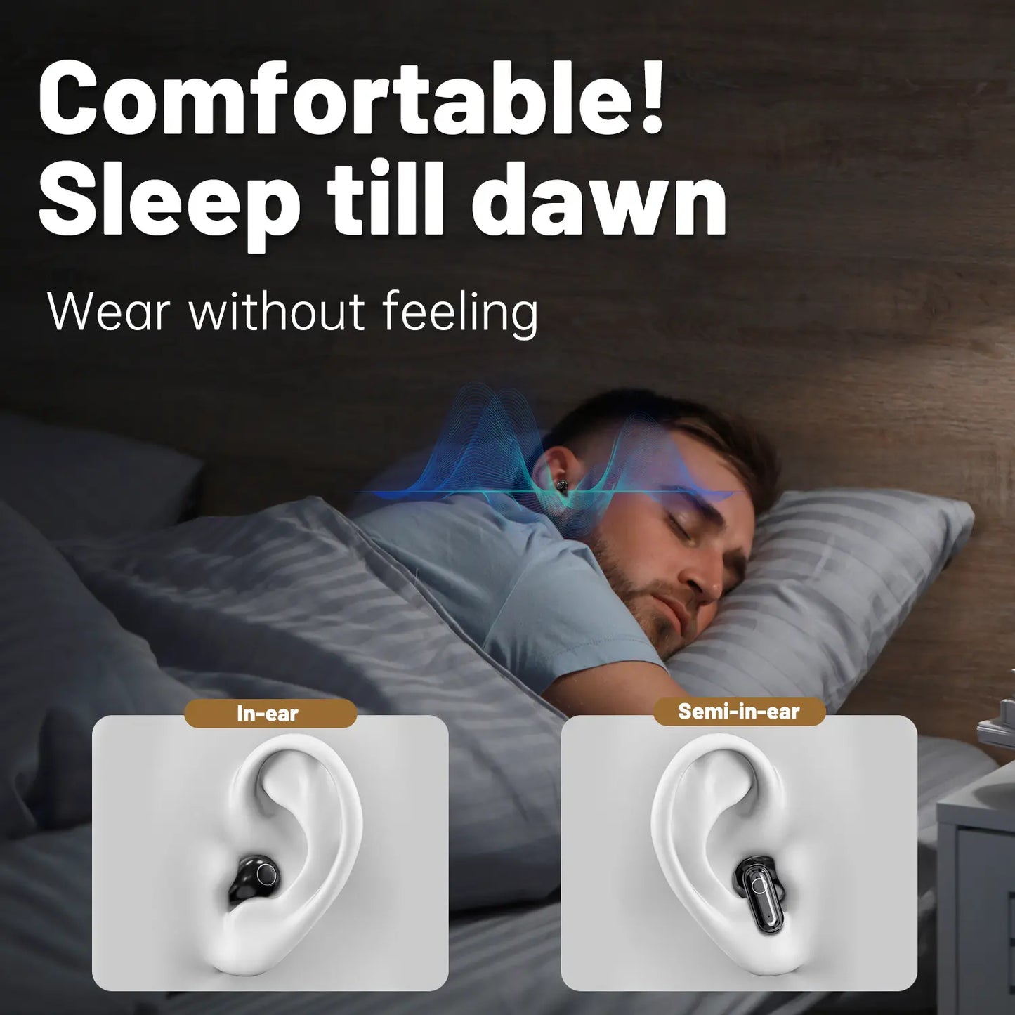 MSHUKCOE Wireless Bluetooth Headphones，Tiny Size Invisible Earbuds，Waterproof Headsets，With Mic，Sleep and Sports Earphones Set, 2 Pairs, Mini and Short Handle Design，For Work Sport Sleeping Summerwins