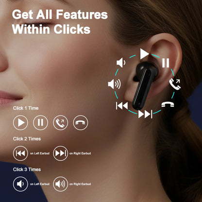 Wireless Noise-Cancelling Bluetooth In-Ear Headphones with Chargeable Audio Accessories, Metal Chain Hook Shock-Absorbing Headset Carrying Case with Clips, Electronic Travel Essentials