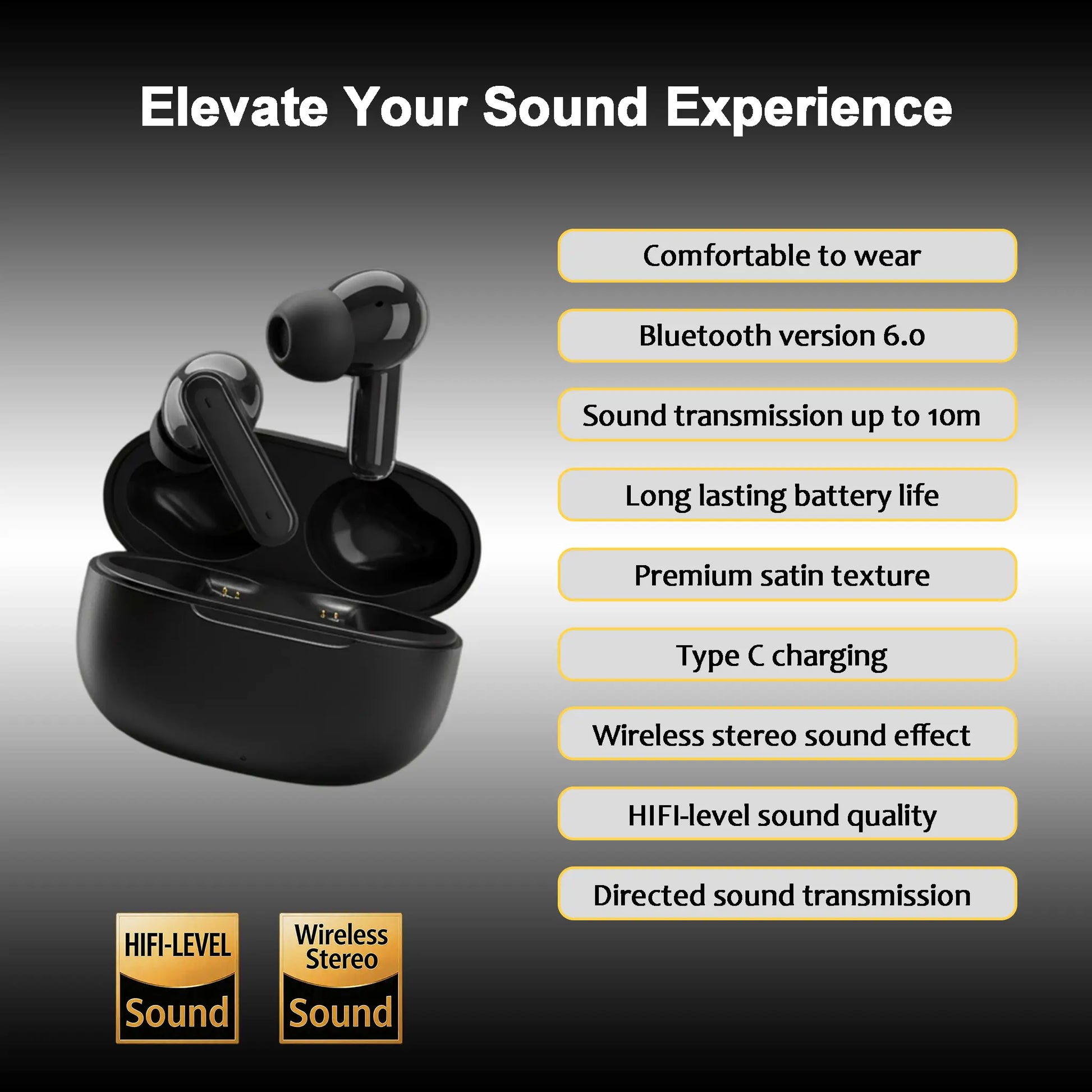 Wireless Noise-Cancelling Bluetooth In-Ear Headphones with Chargeable Audio Accessories, Metal Chain Hook Shock-Absorbing Headset Carrying Case with Clips, Electronic Travel Essentials