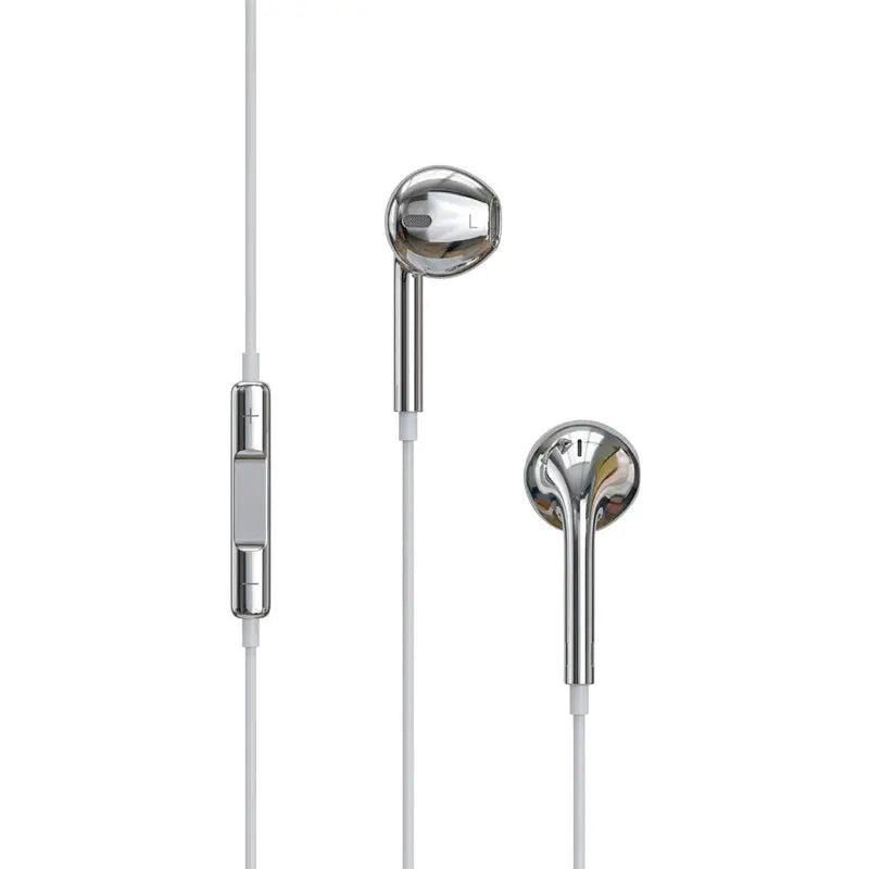 Wired Earbuds with Chrome Finish, Type C Functional, Y2K Trendy Portable Electronic Audio Headphones