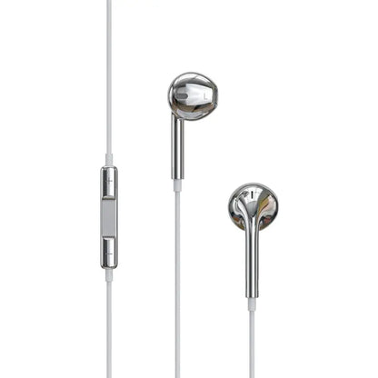 Wired Earbuds with Chrome Finish, Type C Functional, Y2K Trendy Portable Electronic Audio Headphones