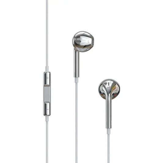 Wired Earbuds with Chrome Finish, Type C Functional, Y2K Trendy Portable Electronic Audio Headphones
