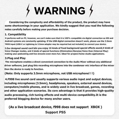 Live Sound Card Audio Interface with DJ Mixer Effects & Voice Changerr, Podcast Production Studio Equipment for Streaming (Not Compatible with XBOX)